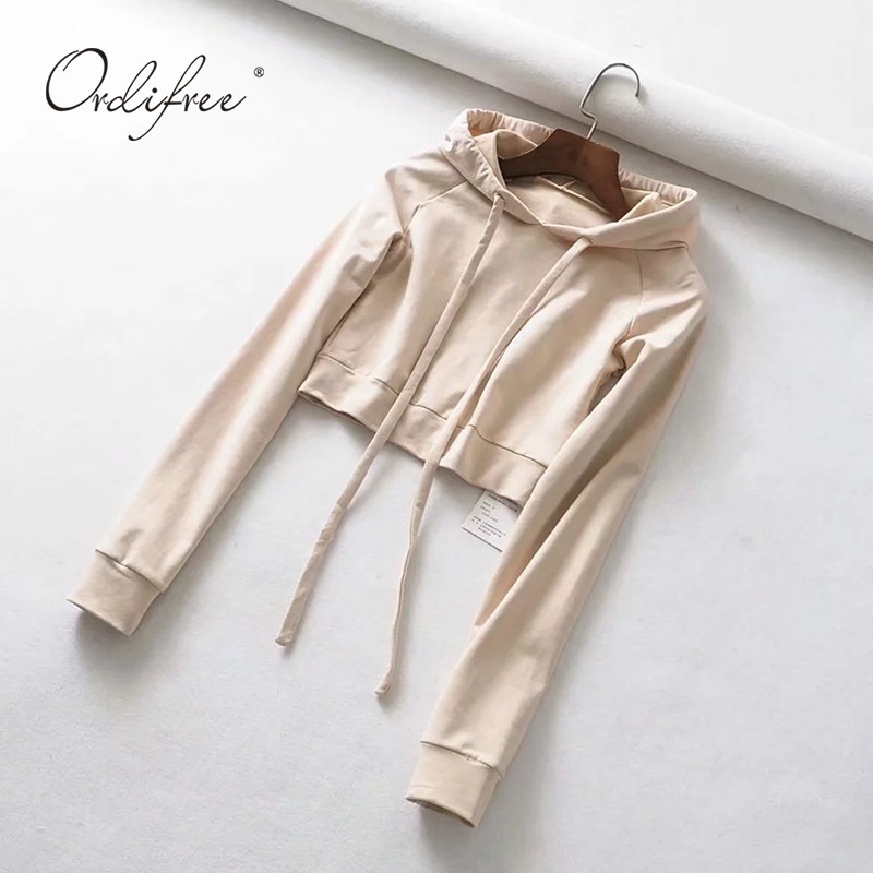 Ordifree Autumn Winter Women Hoodies and Sweatshirts Sexy Cropped Hoodie Black Short Hooded Sweatshirt 201202
Ordifree Autumn Winter Women Hoodies and Sweatshirts Sexy Cropped Hoodie Black Short Hooded Sweatshirt 201202