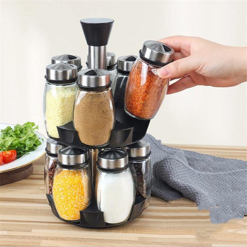 Seasoning Jars Set Salt Shakers Holder Glass Stainless Steel Rotating Pepper Sprays Bottles Kitchen Storage Rack Organizer
Seasoning Jars Set Salt Shakers Holder Glass Stainless Steel Rotating Pepper Sprays Bottles Kitchen Storage Rack Organizer