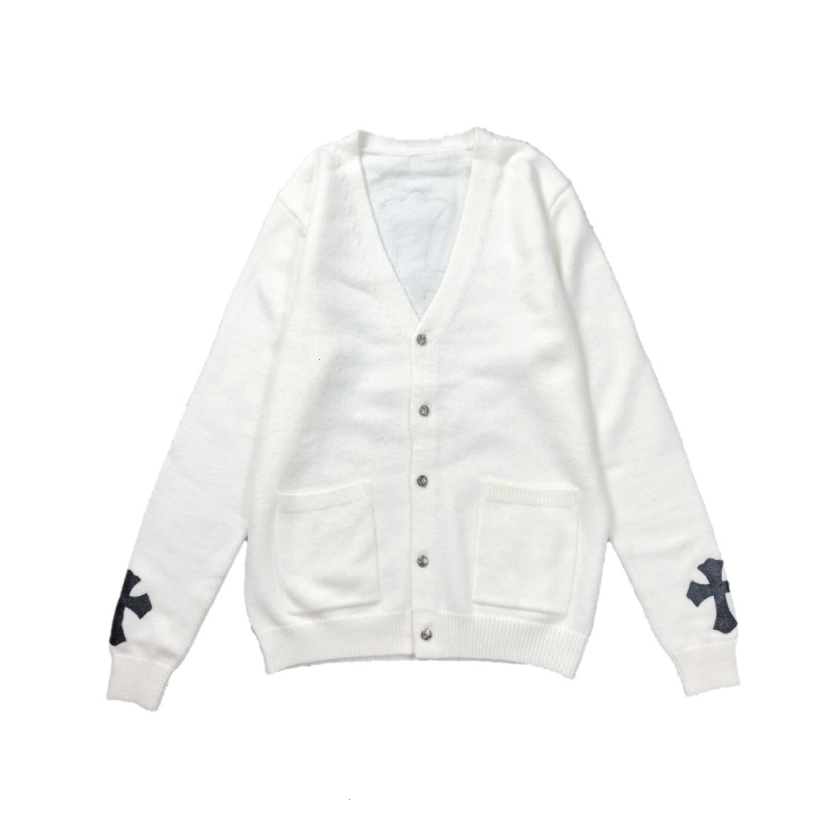 Autumn Crosin Winter Men' and Women' V-neck Cardigan Button Cross Leather Embroidered Knitted Sweater Coat, White
Autumn Crosin Winter Men' and Women' V-neck Cardigan Button Cross Leather Embroidered Knitted Sweater Coat, White