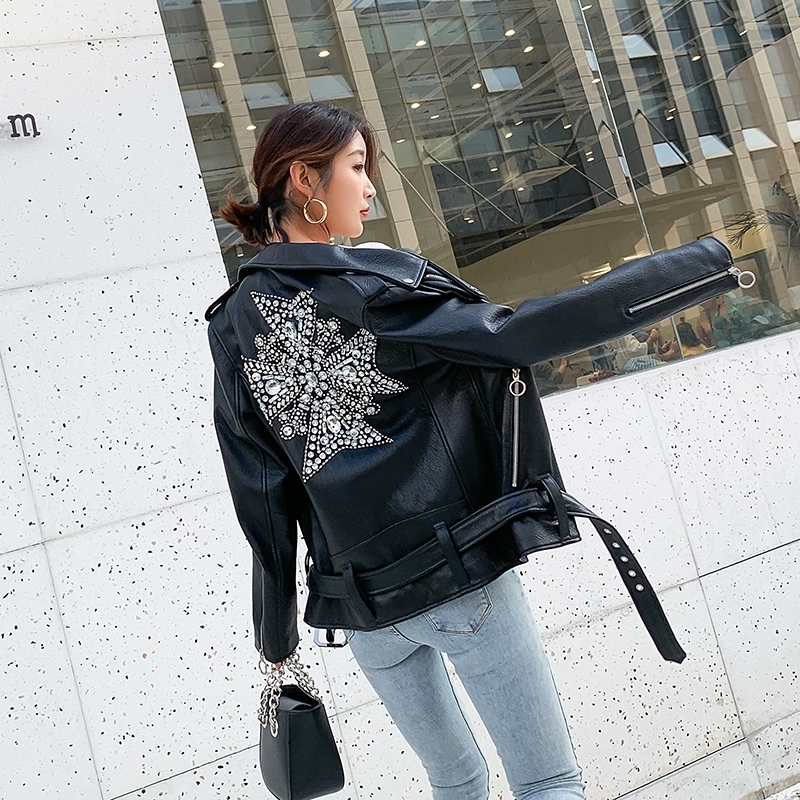 Woman Coats 100 Natural Leather Sheepskin Fashion Real Sheepskin Motorcycle Jackets Rivet Genuine Leather Ladies Jack 201020