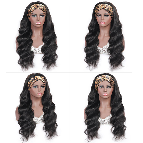 Ishow Human Hair Wigs With Headbands Easy to Install Body Yaki Straight Water Headband Wig Loose Deep Curly None Lace Wig for Women All Ages Natural C