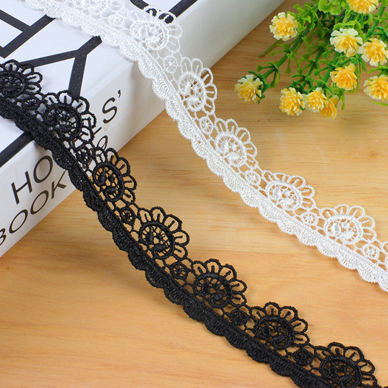 14 Yards/lot Apparel Fabric Hollow Mesh Embroidery Flower Fabrics Lace DIY Wedding Lolita Children's Clothing Underwear Sewing Accessories 2.5cm 