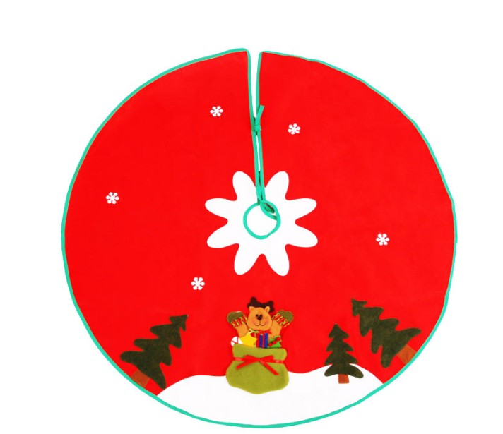 90cm Stitched Santa Christmas Snowflake Skirt Small Red Nov-woven Tree Skirt New Year 2020 Christmas Decoration for Home