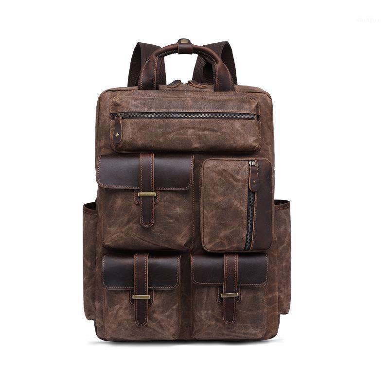 Source point oil wax canvas bag double shoulder backpack men's travel crazy horse skin men's Bag Canvas backpack1, Brown
Source point oil wax canvas bag double shoulder backpack men's travel crazy horse skin men's Bag Canvas backpack1, Brown
