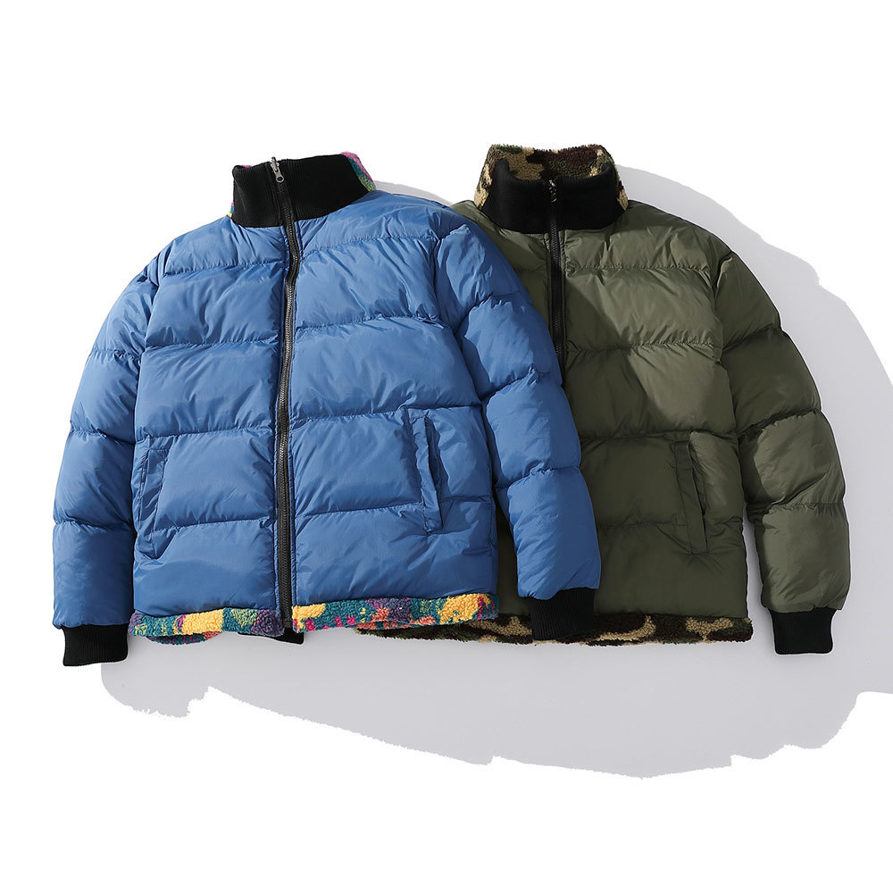 LINDSEY SEADER Hip Hop Reversible Jacket Parka Colorful Camouflage Streetwear Men Harajuku Lamb Wool Fleece Winter Coat Men 201127