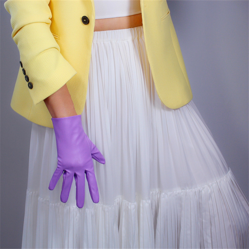 EXTRA LONG FASHION GLOVES Faux Leather Sheepskin 28" 70cm Evening Women Long Leather Gloves Light Purple Lavender WPU186 201104