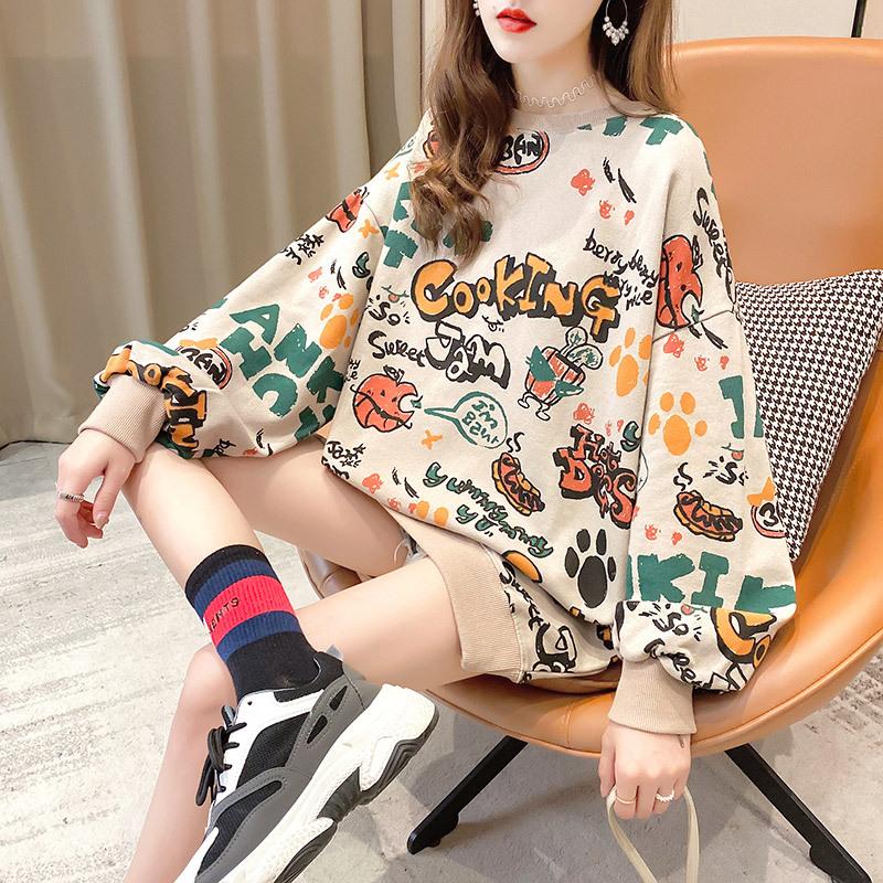 Autumn New Pullover Women's Cartoon Graffiti Women's Hoodie Long Sleeve Hoodie School Korean Street Style Super Dalian, Black
Autumn New Pullover Women's Cartoon Graffiti Women's Hoodie Long Sleeve Hoodie School Korean Street Style Super Dalian, Black
