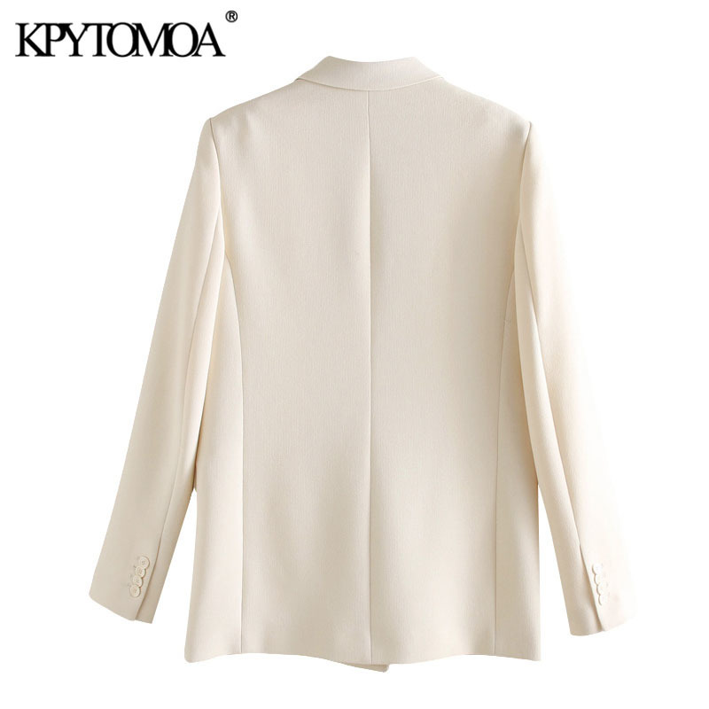 KPYTOMOA Women Fashion Office Wear Double Breasted Blazer Coat Vintage Long Sleeve Pockets Female Outerwear Chic Tops 201106