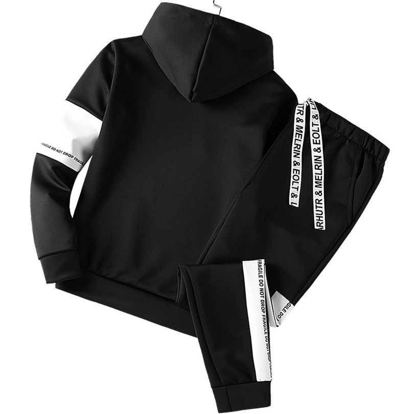 Patchwork Tracksuits Men's Sets Spring Autumn Hooded Sweatshirt Suit Mens Sportswear Pullover Two Piece Set Casual Male Sets 201210