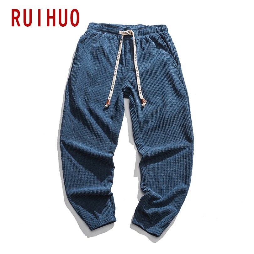 RUIHUO Autumn Corduroy Harem Pants Men Joggers Men's Pants Korean Streetwear Men's Casual Pants Hip Hop Tracksuit M-5XL 201112