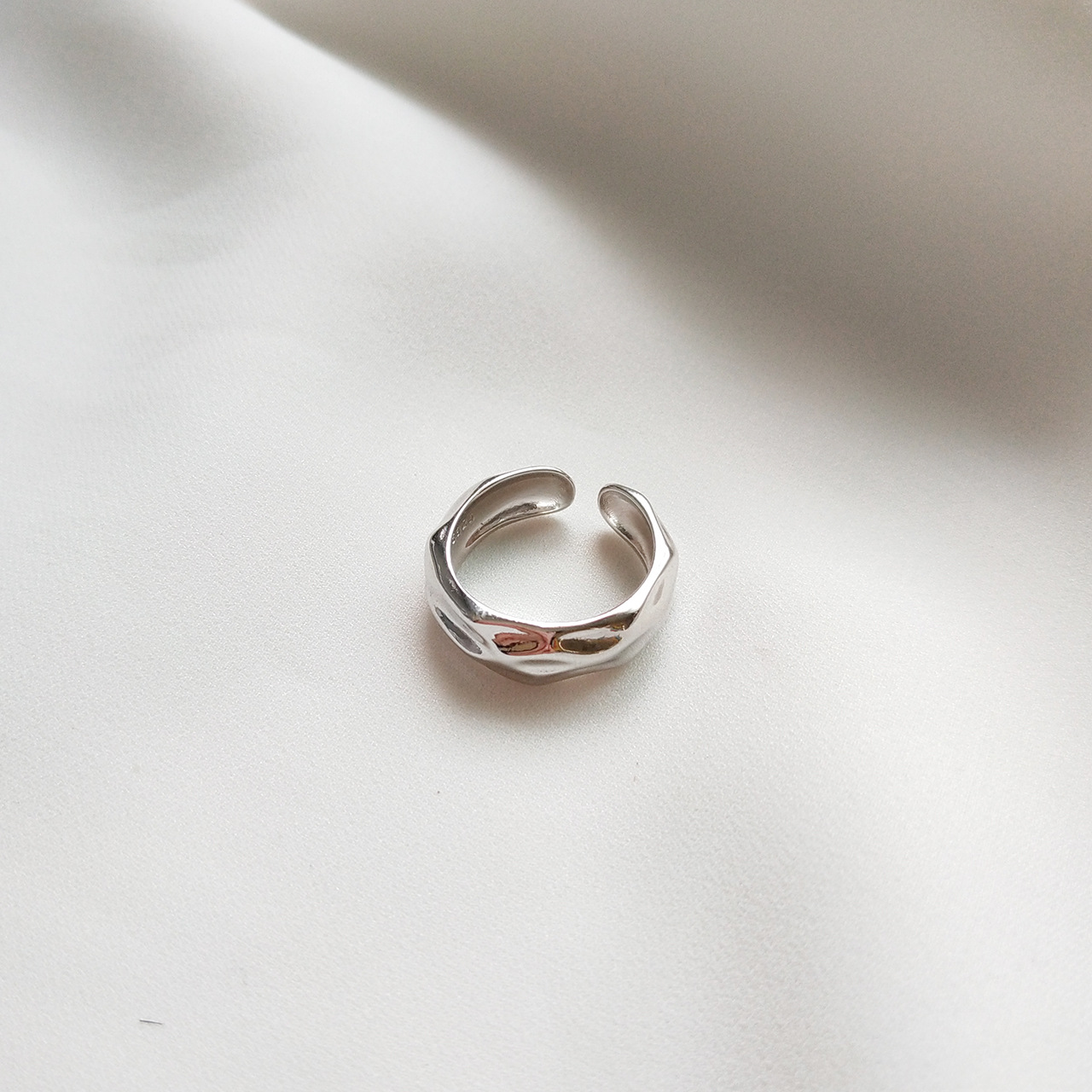 New minimalism 925 sterling silver vintage jewelry handmade hammered texture designer adjustable rings open rings for women