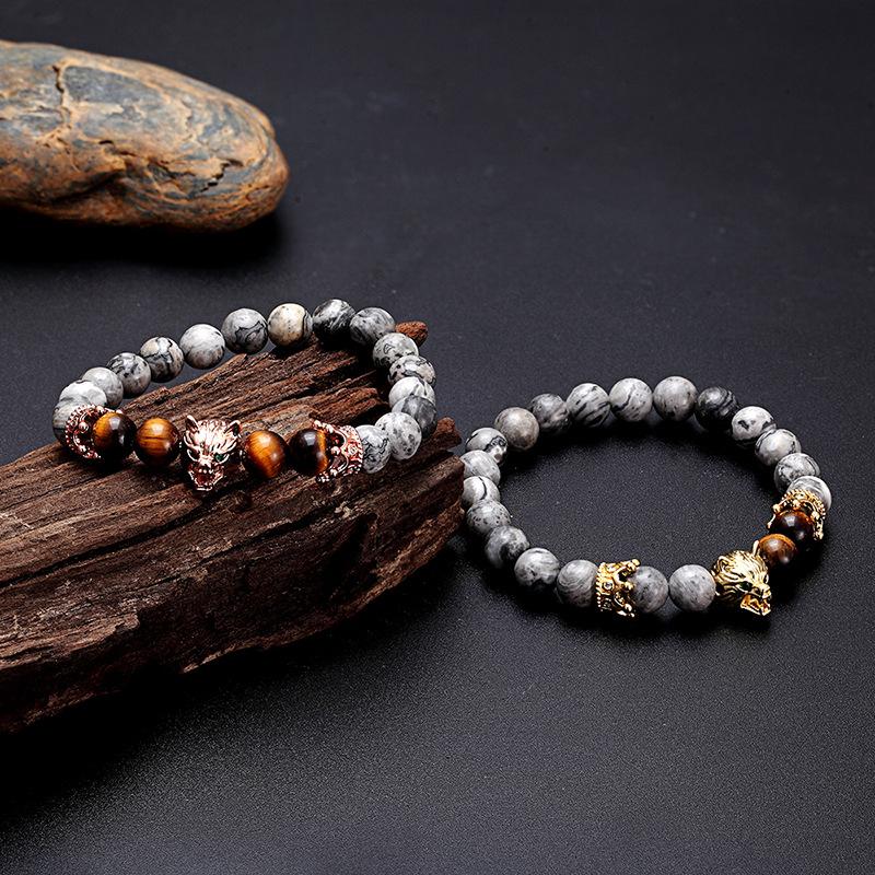 Natural stone beads wolf bracelet 8mm beaded crown bracelets for men pulseras jewellery men bileklik accessories bijoux homme 
Natural stone beads wolf bracelet 8mm beaded crown bracelets for men pulseras jewellery men bileklik accessories bijoux homme