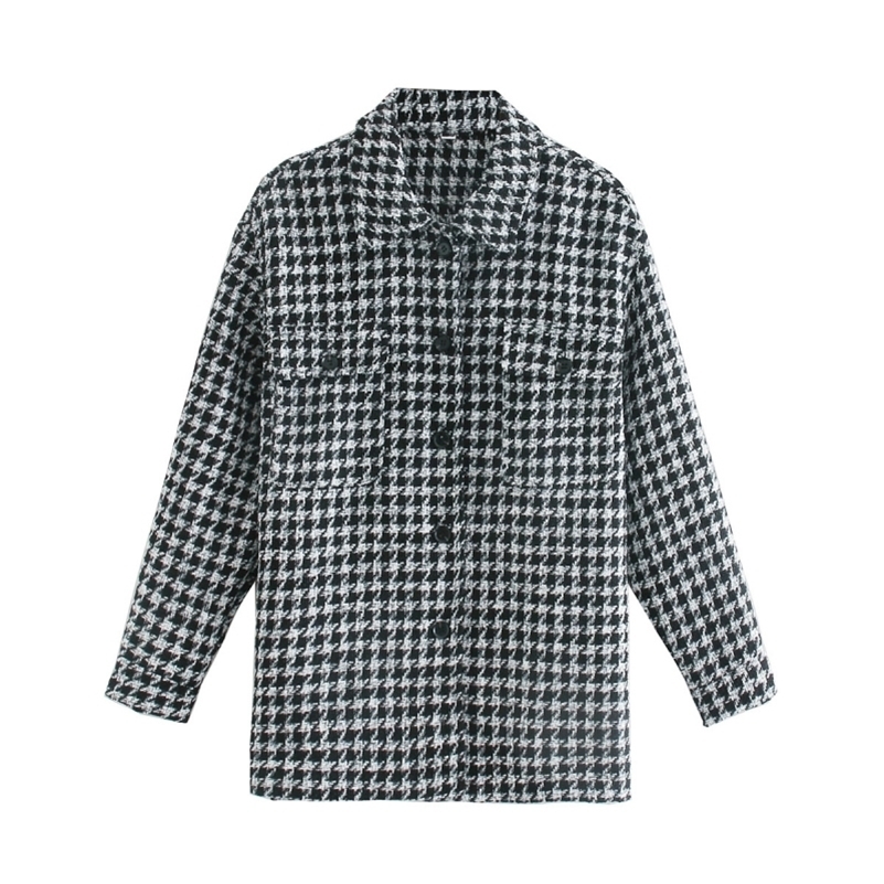 Women Fashion Vintage Houndstooth Plaid Jacket Female Chic Pockets Button-up Coat Ladies Casual Outerwear 201210, Black
Women Fashion Vintage Houndstooth Plaid Jacket Female Chic Pockets Button-up Coat Ladies Casual Outerwear 201210, Black