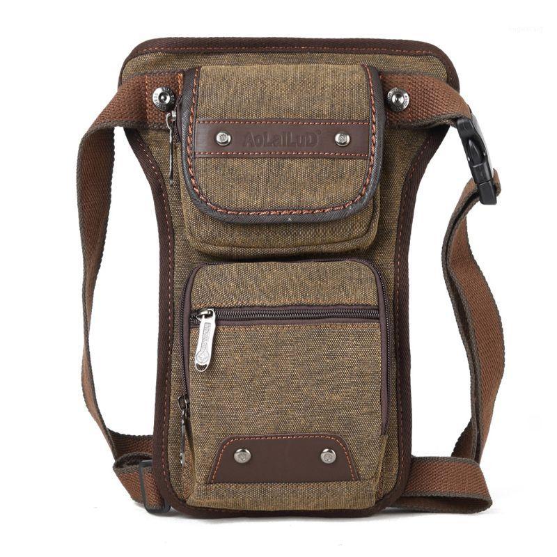 Men Motorcycle Rider Canvas Drop Leg Bag Portable Belt Waist Fanny Pack X7XC1, Blue