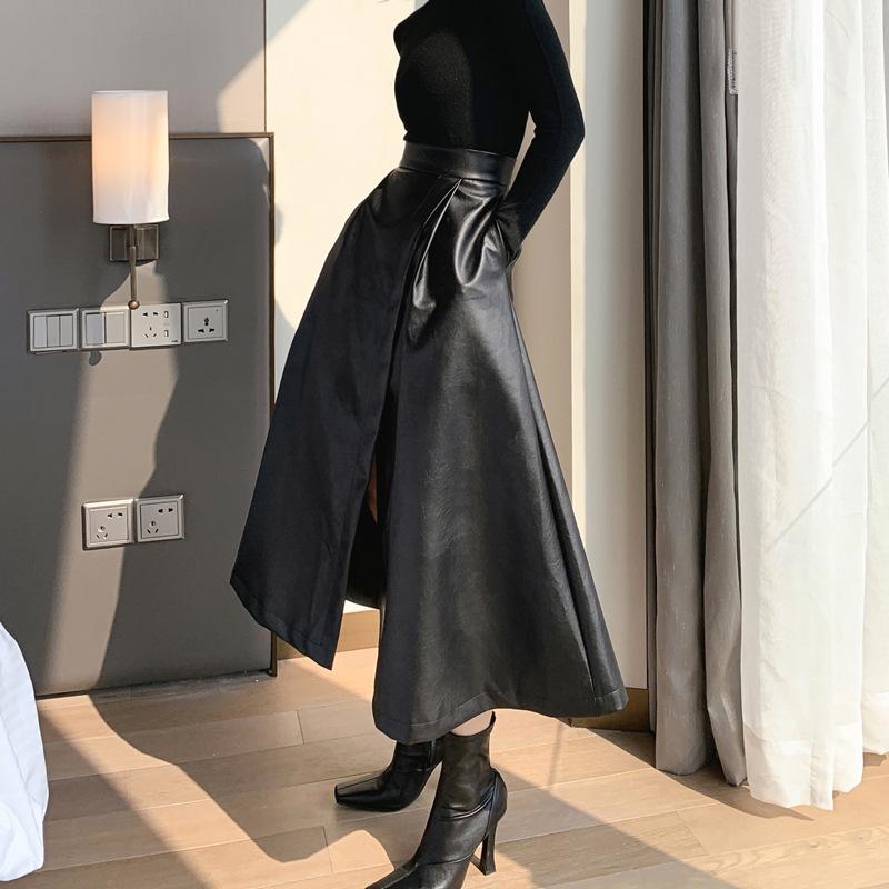 New Black Leather Skirt Women PU Leather Ankle Length Long Faux Skirt Female Spring Autumn
New Black Leather Skirt Women PU Leather Ankle Length Long Faux Skirt Female Spring Autumn