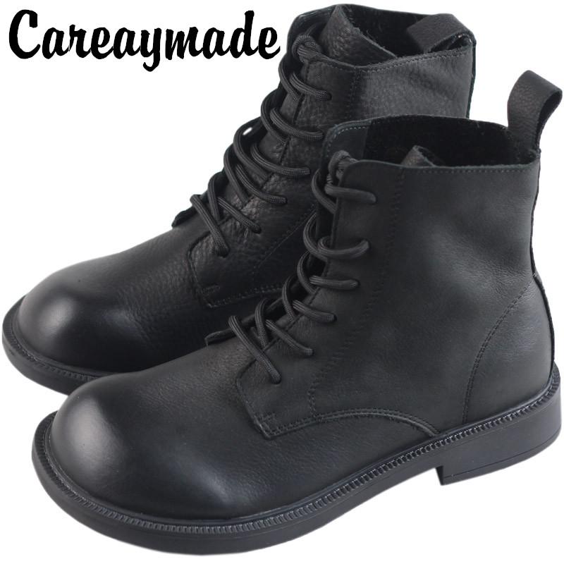 Careaymade-Handmade 100% Genuine leather short boots,women's flat heel big head boots,Women leisure shoes warm boots, Black
Careaymade-Handmade 100% Genuine leather short boots,women's flat heel big head boots,Women leisure shoes warm boots, Black