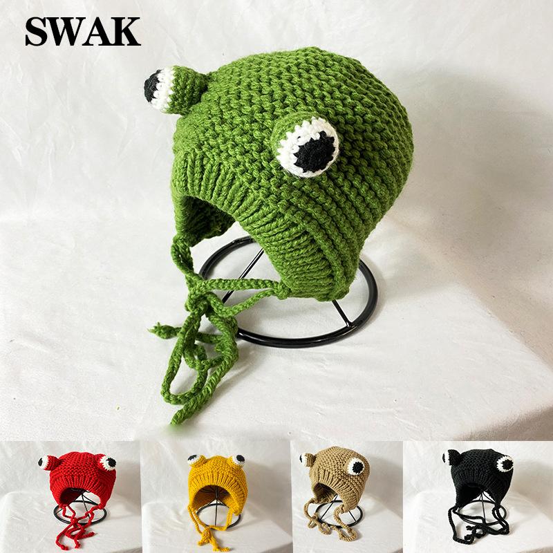 Beanie/Skull Caps SWAK Cute Frog Hat Women Hats Winter With Pompon Crochet Large Knitted For Girls Skullies Beanie Christmas Fashion Cap, Green
Beanie/Skull Caps SWAK Cute Frog Hat Women Hats Winter With Pompon Crochet Large Knitted For Girls Skullies Beanie Christmas Fashion Cap, Green