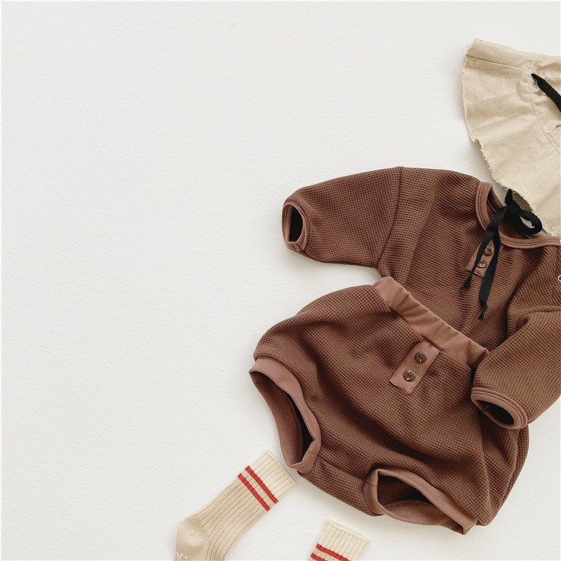 MILANCEL 2020 baby boys clothes soft blouse and pumpkin shorts 2 pcs boys suit autumn baby clothing set Y1105