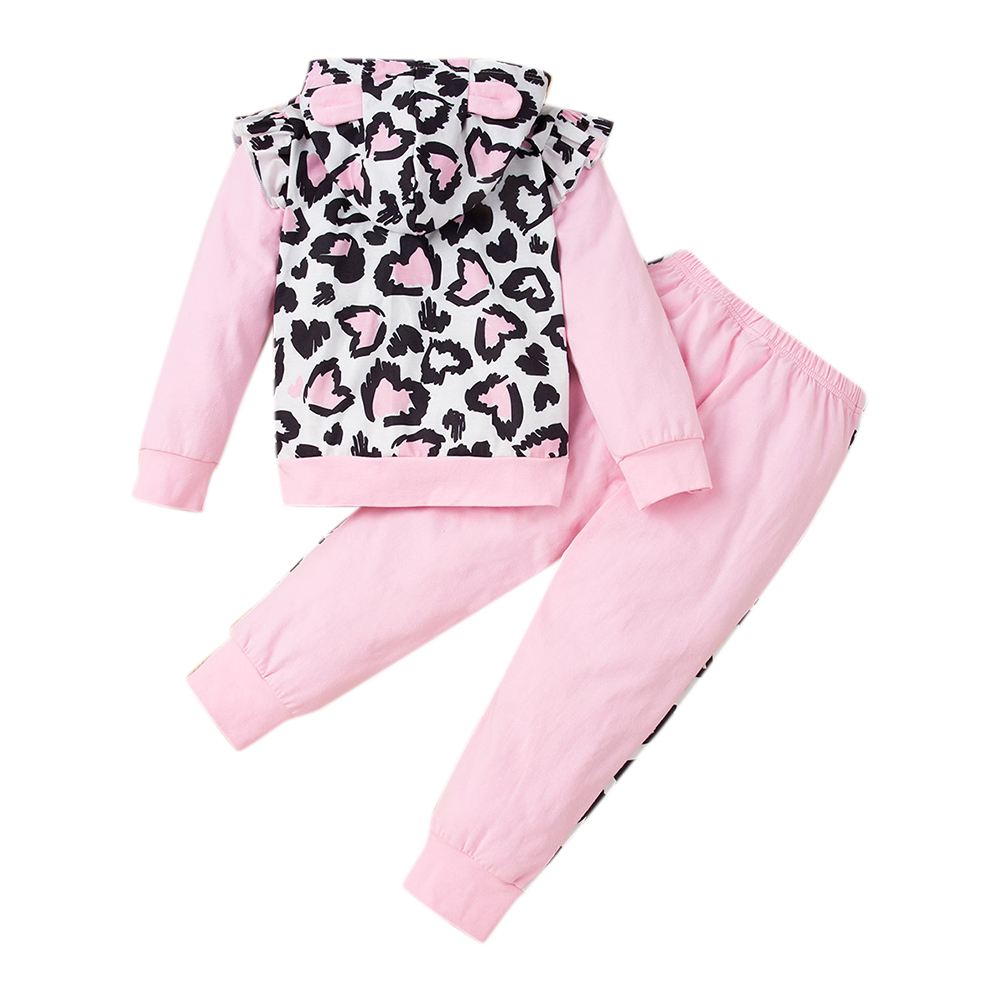 Newborn Baby Girls Hooded Leopard Sweater Long Pants Toddler Casual Set Outfits Fashion Autumn Sweathirt 80-120X1019