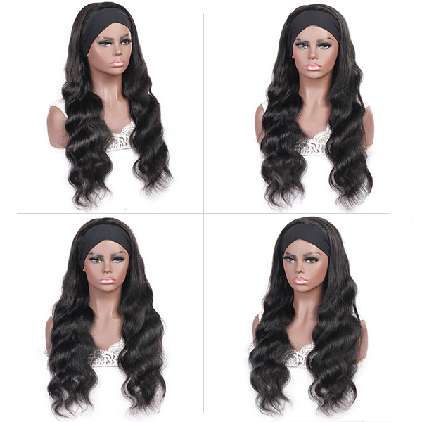Ishow Human Hair Wigs With Headbands Easy to Install Body Yaki Straight Water Headband Wig Loose Deep Curly None Lace Wig for Women All Ages Natural C