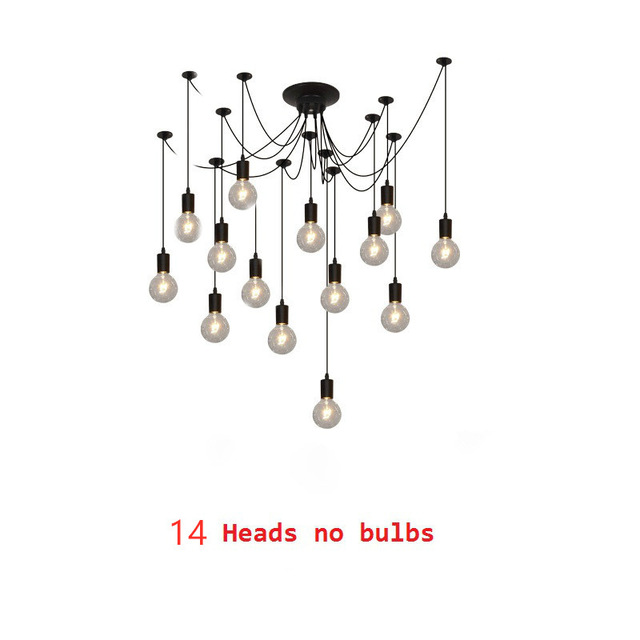 LED Chandelier DIY Art Spider Ceiling Lamp Fixture Light Hanging Nordic Retro Edison Bulb Vintage Loft Antique