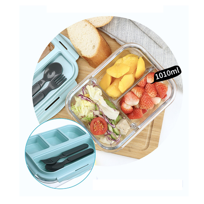Baispo Lunch Box For Kids Glass Microwave Bento Box Food Container And Compartment Storage School Leakproof Kitchen Heated T200710