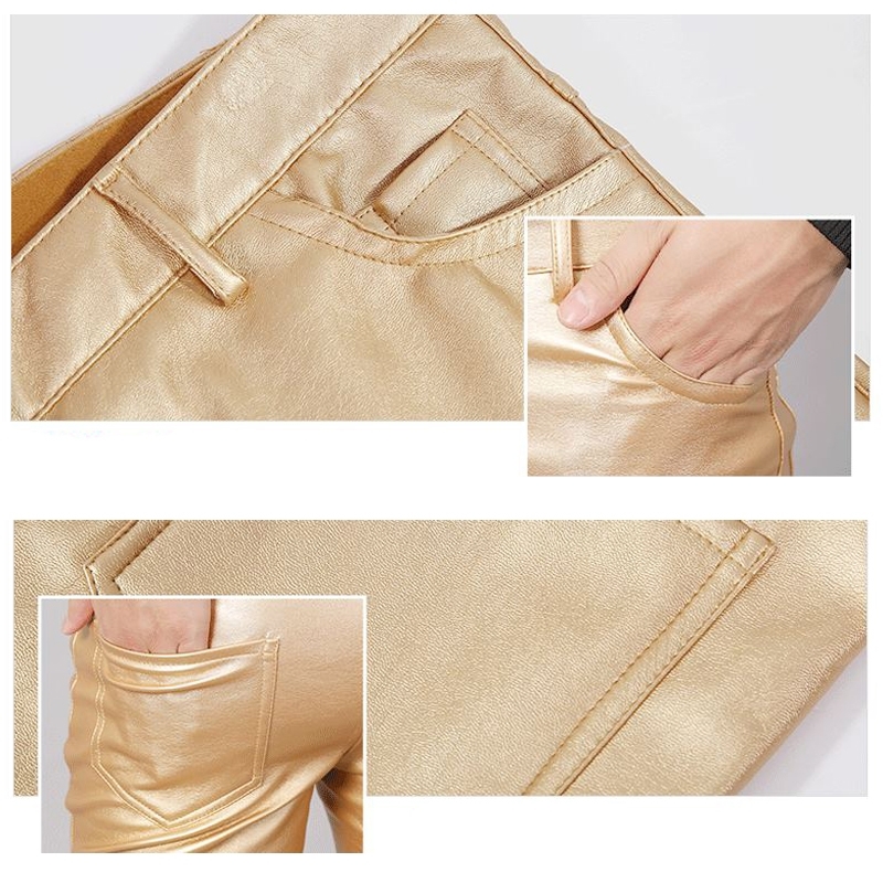 PU Leather Pants Men Slim Fit Stretch Fashion Casual High Quality Zipper Skinny Nightclub Faux Mens Leather Pants Plus Size 38 201109