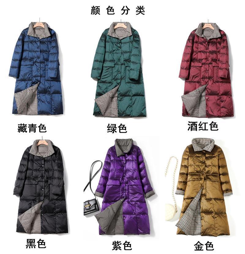 5XL Winter Feather Jacket Woman Black Double Side Wear Outerdoor Female Coats Long Warm Down Coat Puffer Jacket Parka 201019