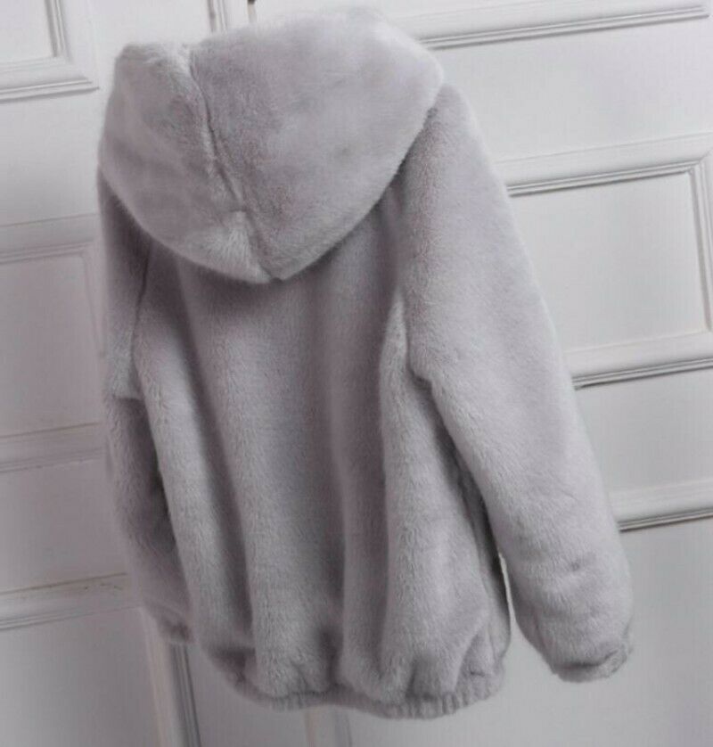 Herstory New Fashion Women Girl Winter Casual Fur Jacket Outwear Faux Rabbit Fur Hooded Coat Casual Warm Jacket 201019