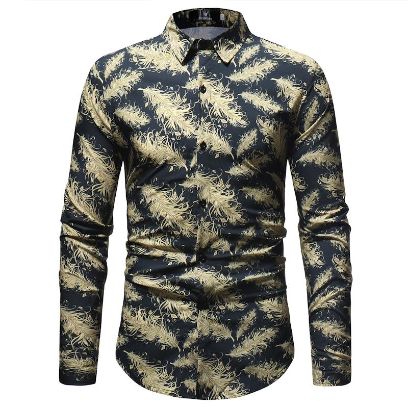 Feather Printed Personality Shirt Men 2020 Brand New Slim Fit Long Sleeve Dress Shirts Mens Casual Button Down Shirt Male Homme, Black
Feather Printed Personality Shirt Men 2020 Brand New Slim Fit Long Sleeve Dress Shirts Mens Casual Button Down Shirt Male Homme, Black
