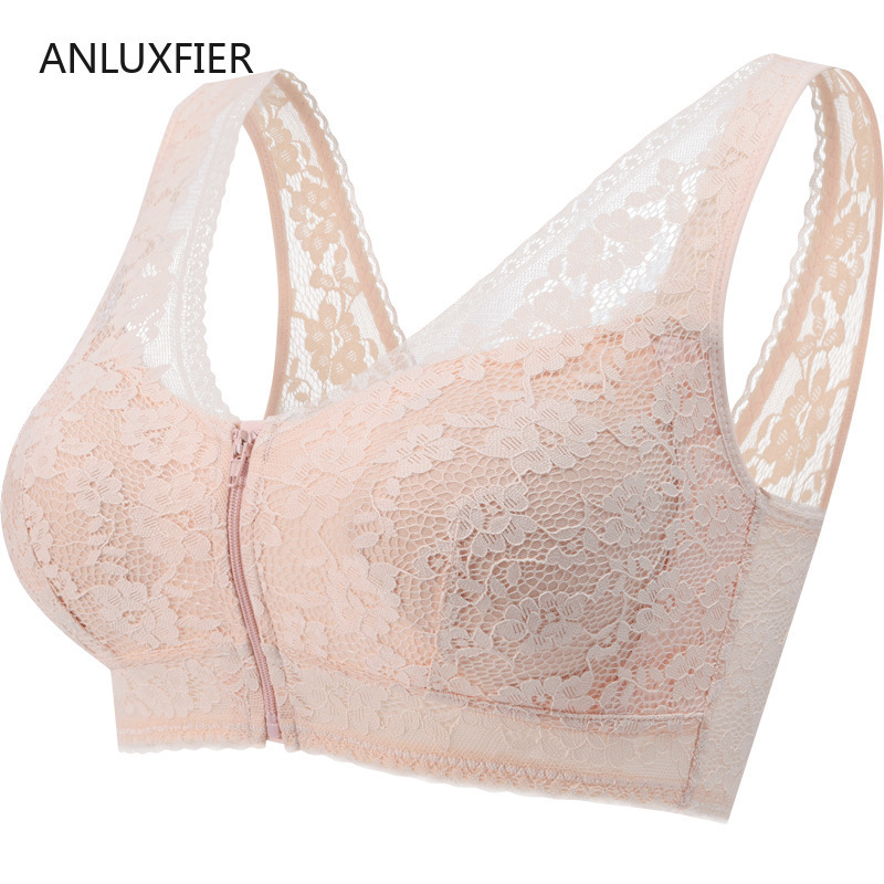 H9669 Special Bra Underwear Mastectomy Artificial Prosthesis Bra Women Front Button Zipper Lace Sexy Thin Gather Bras Lingerie 201202