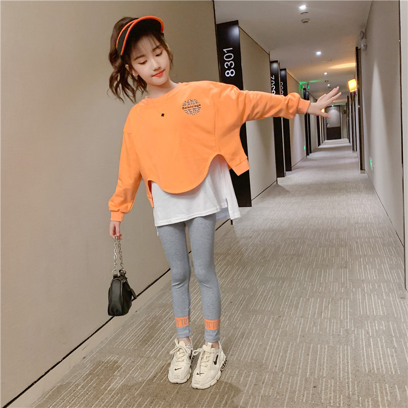 Girls Autumn Clothing Set 2020 New Style Western Style GIRL'S Clothes Hoodie Casual Sports Piece Fashion Childrenswear WholesaleX1019