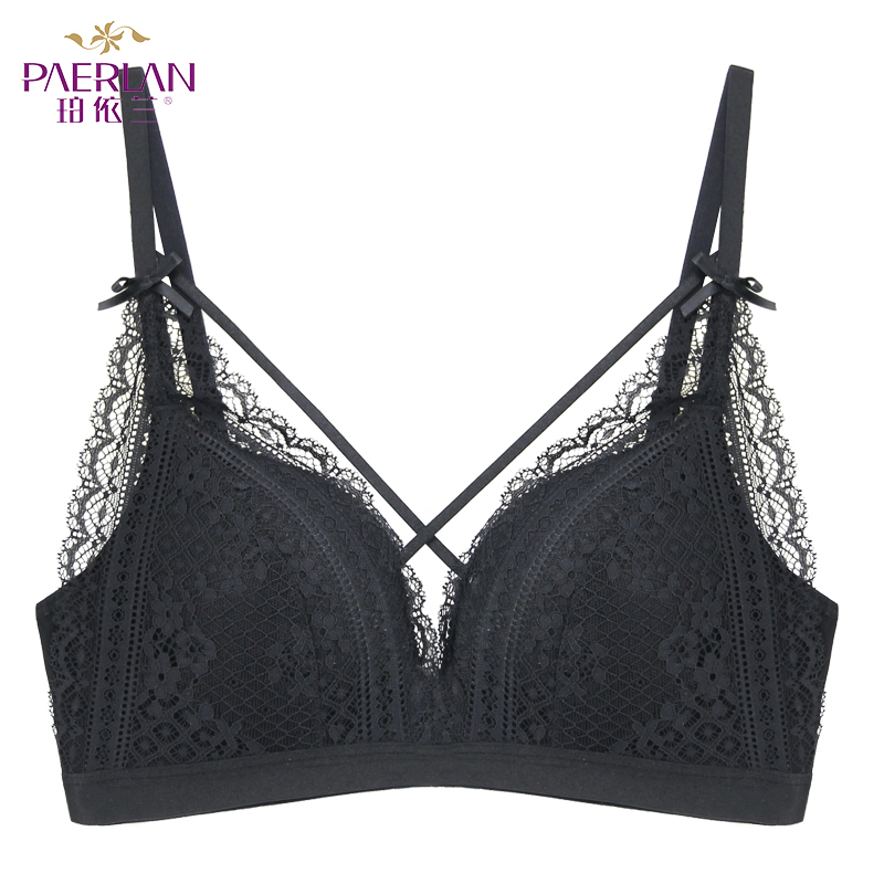 PAERLAN Sexy Cross with lace bra Bra Seamless Wire Free Small Push Push Up Adjust Deep V Underwear Women 201202