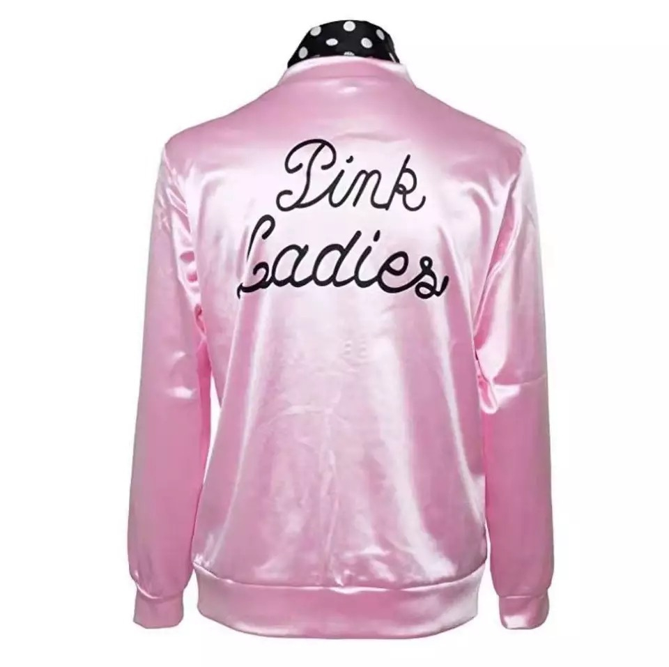 Pink Lady Retro Vintage Women Girl 50s Jacket Women Fancy Grease Costume Cheerleader Baseball Jacket Hallowmas Christmassilk T200111