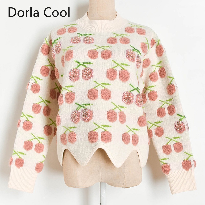 New 2021 Female Designer Sweaters Luxury Cherry Beads Drop Tops Sweet Girl Chic Pullovers Party Pretty Warm Sweater Z2h1, Beige
New 2021 Female Designer Sweaters Luxury Cherry Beads Drop Tops Sweet Girl Chic Pullovers Party Pretty Warm Sweater Z2h1, Beige