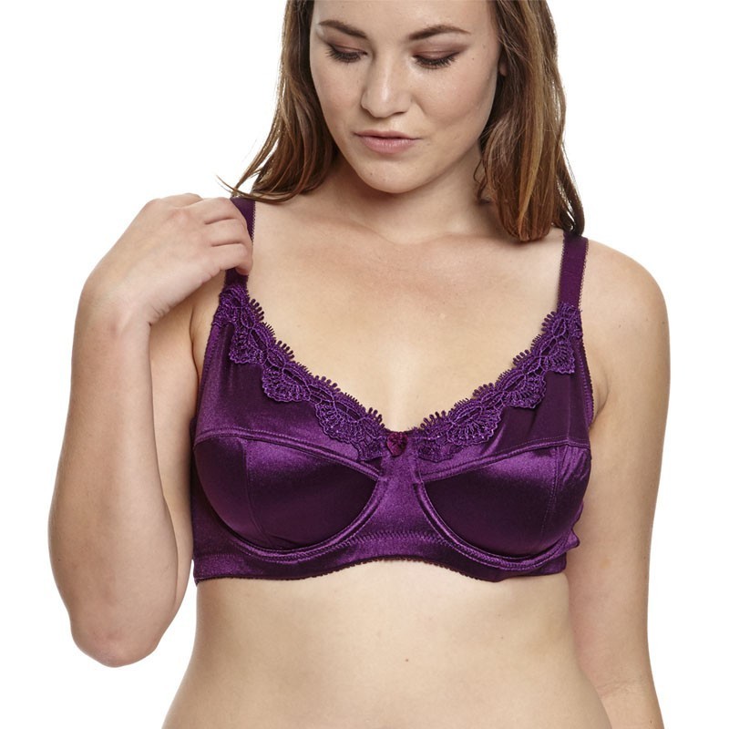 MiaoErSiDai Women Plus Size Bra Unlined Embroidery Satin Full Coverage Bra 36 38 40 42 44 C D DD DDD E F 201202