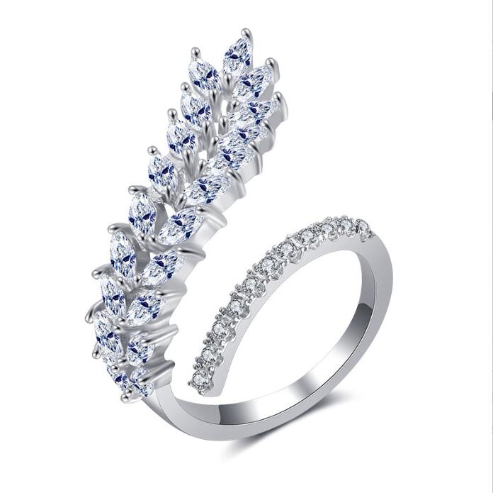 Marquise Cut Sterg Sier Wedding Rings Open Adjustable Women's Ring for Party