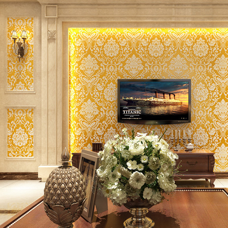 European style non-woven wallpaper classic damask pattern foaming wall paper roll wallcovering luxury wallpaper yellow blue beige
European style non-woven wallpaper classic damask pattern foaming wall paper roll wallcovering luxury wallpaper yellow blue beige