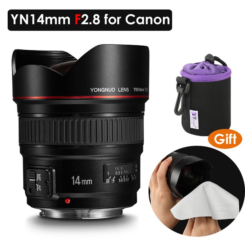 

YONGNUO YN14mm F2.8 Ultra-wide Angle Prime Lens YN14mm Auto Focus AF MF Metal Mount Lens for Canon 700D 80D 5D Mark III IV