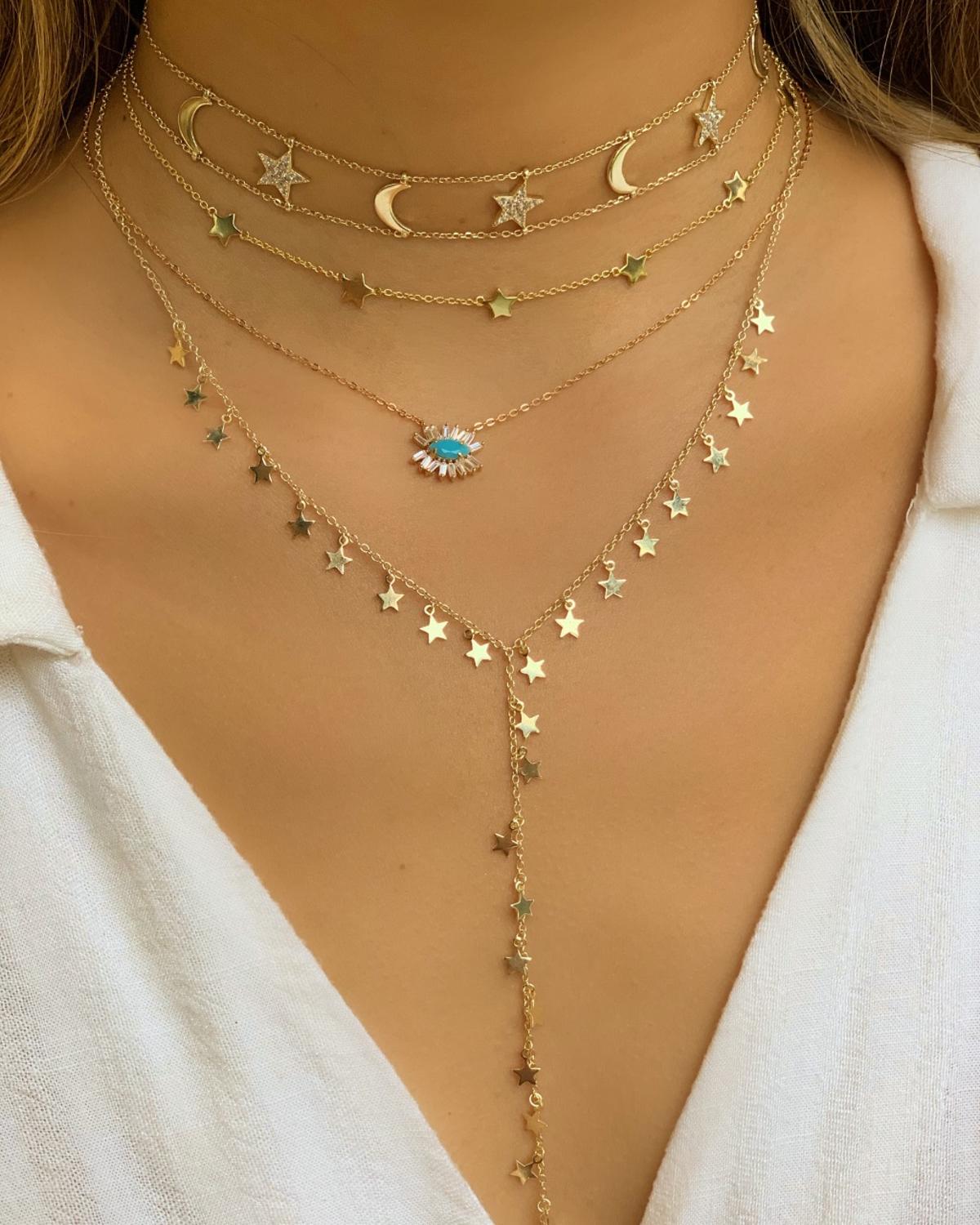 18k gold plated Turkish evil eye necklace lucky girl gift Baguette cubic zirconia turquoise geomstone top quality evil eye jewelry