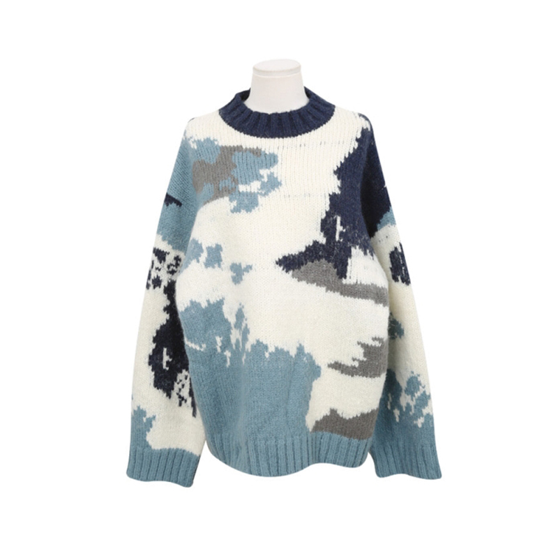 Winter Sweater Women Pullover Girls Tops Vintage stripe Autumn Elegant Female Knitted Outerwear Warm Sweater Oversize 201128