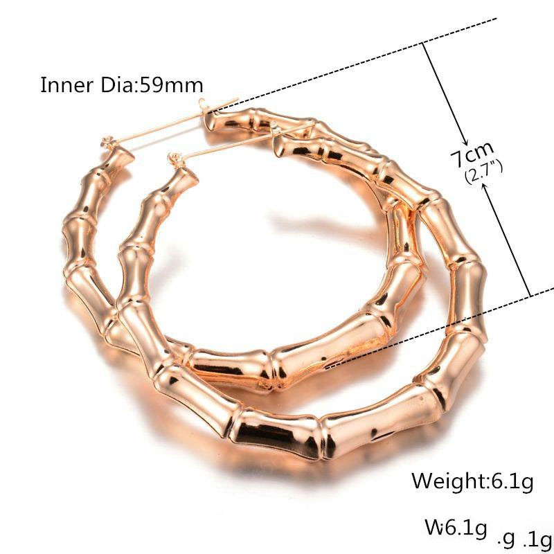 Trendy Oversized Bamboo Hoop Earrings Women Classic Gold Silver Color Big Geometry Circle Round Earings Party