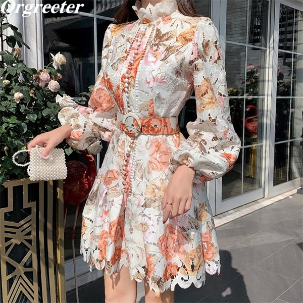 M-XXL High-end custom Brand Design Romantic Flower Print Hollow Embroidery Lace Dress Women Lantern Sleeve Single-Breasted Dress 1110, Picture color
M-XXL High-end custom Brand Design Romantic Flower Print Hollow Embroidery Lace Dress Women Lantern Sleeve Single-Breasted Dress 1110, Picture color