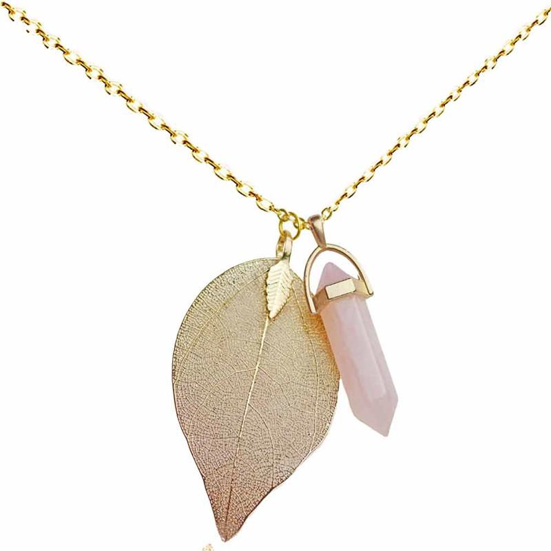 Maxi Necklace Natural Leaf Pendant DIY Pink Quartz Necklace Bohemia Color-color Healing Stone jewelry for Women 2021 New Design
Maxi Necklace Natural Leaf Pendant DIY Pink Quartz Necklace Bohemia Color-color Healing Stone jewelry for Women 2021 New Design