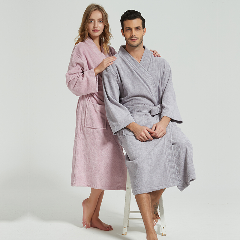 Kimono Mens Robe 100% Cotton Bathrobe Thicken Terry Fleece Robes Mens Long Robe Plus Size Sleepwear Nightgown Bridesmaid Robe 201109