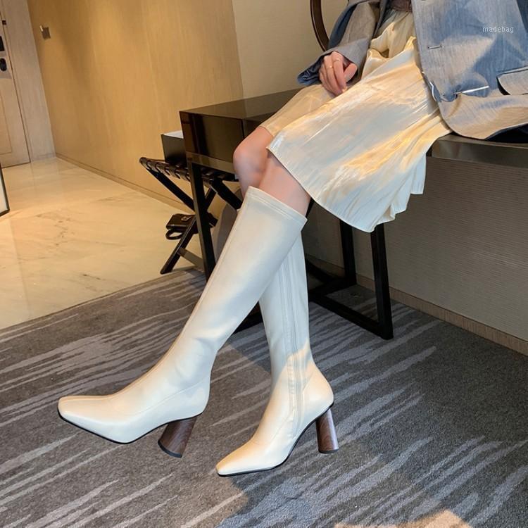 MLJUESE 2021 women knee-high boots Stretch fabric winter short plush zippers black color square toe high heels female high boots1
MLJUESE 2021 women knee-high boots Stretch fabric winter short plush zippers black color square toe high heels female high boots1