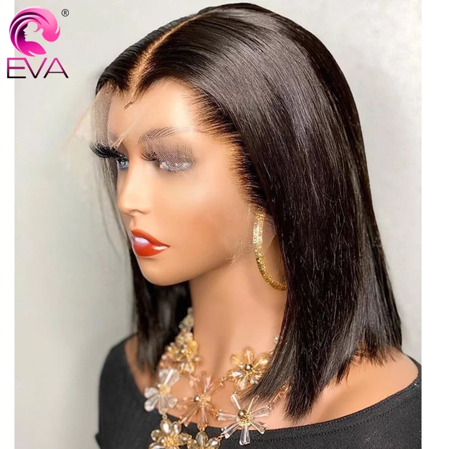 Deep part Straight Bob synthetic Wig 4X4 Lace Closure Short Wig natural soft brazilian hair Frontal Wigs