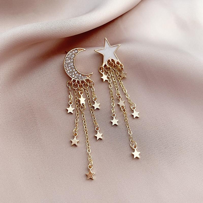 Dominated New contracted temperament joker fine crystal Korean Drop earrings Women long tassel Star Moon design earrings Jewelry
Dominated New contracted temperament joker fine crystal Korean Drop earrings Women long tassel Star Moon design earrings Jewelry