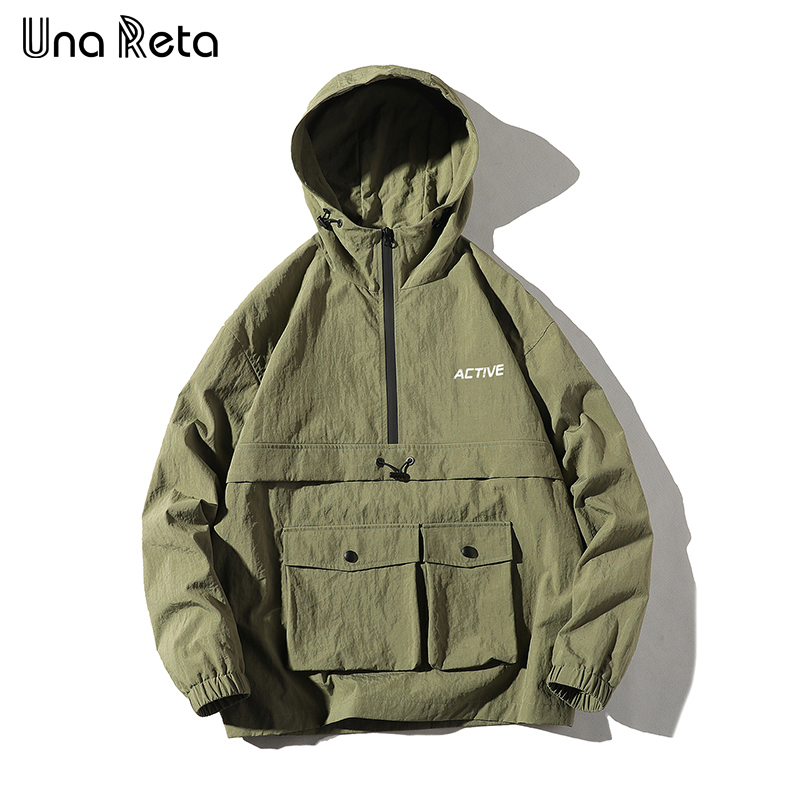 Una Reta Hip Hop Jacket Coat Mens Hooded Windbreaker Jacket Autumn New Casual Harajuku Loose Hoodie Jacket Coats Streetwear Man T200107