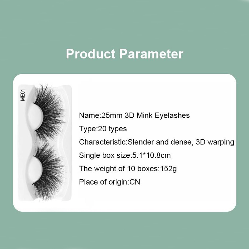 Fashion Beauty Product Women Eyelash 25 MM 3D False Eyelashes Mink Eyelashes Extension Tools